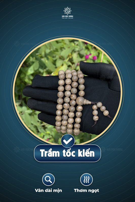 V&ograve;ng trầm hương 108 hạt tự nhi&ecirc;n tốc kiến