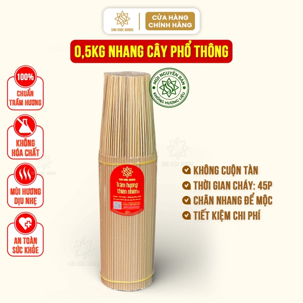 500g Nhang cây trầm hương tự nhiên thắp bàn thờ Sơn Mộc Hương sạch thơm không hóa chất