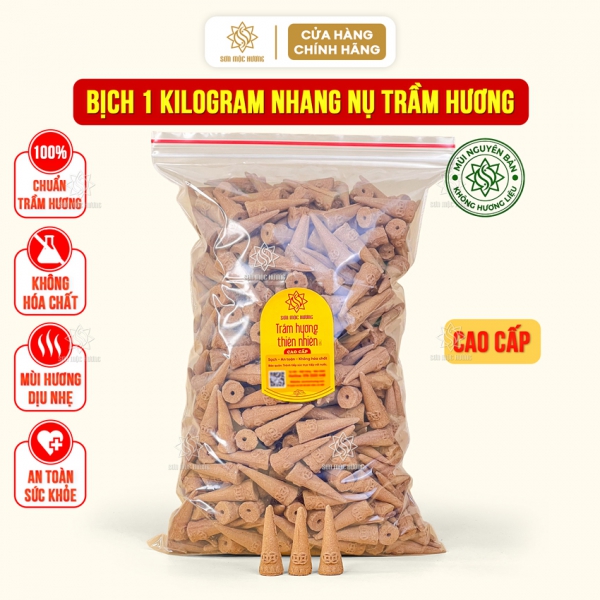 Bịch 1kg Nhang Nụ Trầm Hương Cao Cấp Sơn Mộc Hương Khói Ngược Sạch Thơm