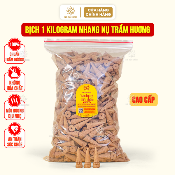 Bịch 1kg Nhang Nụ Trầm Hương Cao Cấp Sơn Mộc Hương Khói Ngược Sạch Thơm