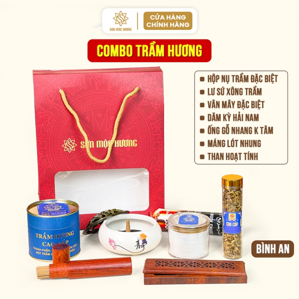 Combo set trầm hương Bình An Sơn Mộc Hương quà tặng tân gia báo hiếu đối tác