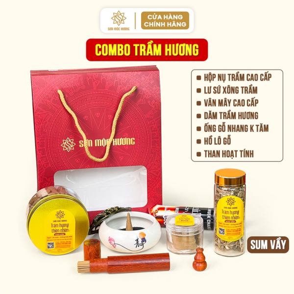 Combo set trầm hương Sum Vầy Sơn Mộc Hương quà tặng tân gia báo hiếu đối tác