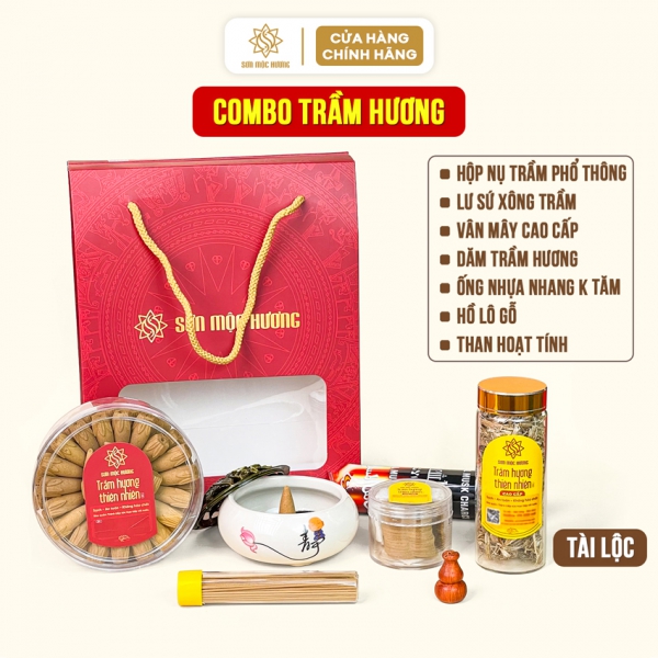 Combo set trầm hương Tài Lộc Sơn Mộc Hương quà tặng tân gia báo hiếu đối tác