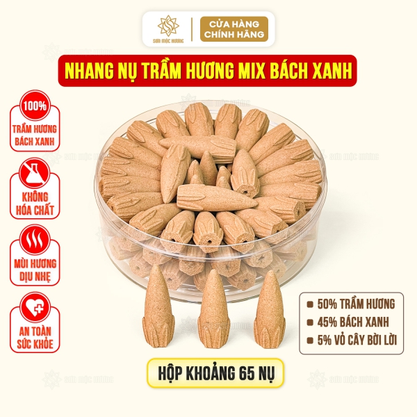 Nhang nụ trầm hương mix bách xanh xông nhà có khói ngược Sơn Mộc Hương thơm dịu nhang sạch