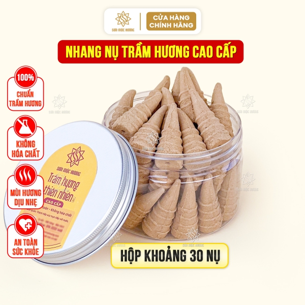 Nhang trầm hương nụ tháp thơm tự nhiên xông nhà Sơn Mộc Hương khử mùi làm thơm phòng đồ thờ cúng phong thủy