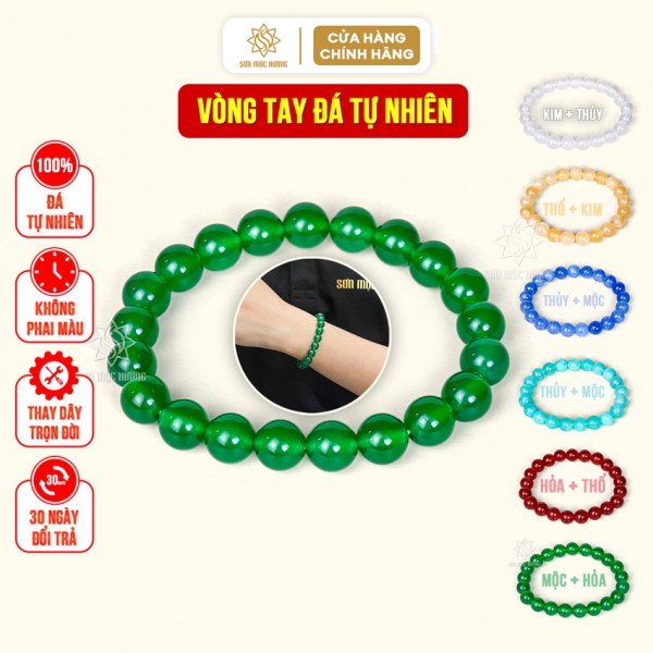 Vòng tay đá tự nhiên phong thủy nam nữ may mắn bình an loại cao cấp Sơn Mộc Hương