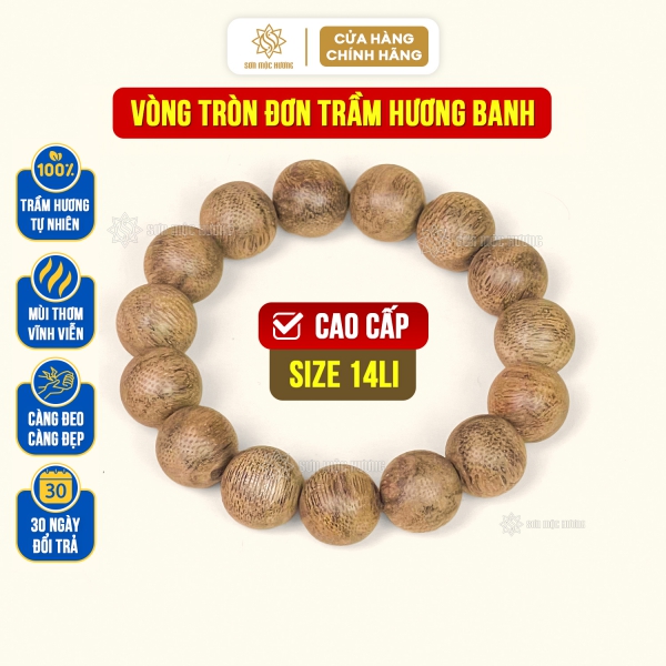 Vòng tay trầm hương banh cao cấp tròn đơn Sơn Mộc Hương đeo tay nam nữ phong thủy may mắn tài lộc
