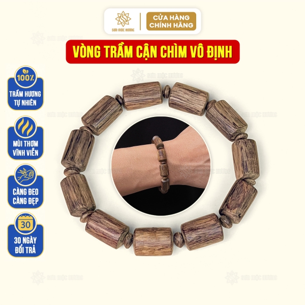 Vòng tay trầm hương cận chìm thơm sống ngọt Sơn Mộc Hương đeo tay nam nữ phong thủy may mắn bình an tài lộc