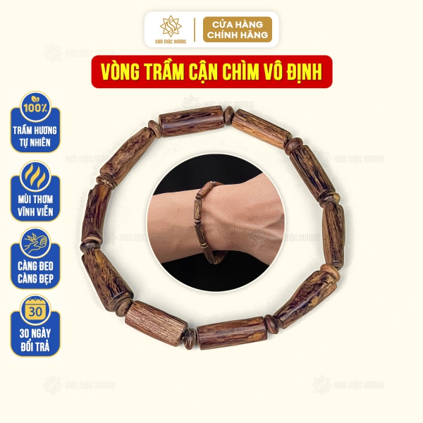 Vòng tay trầm hương cận chìm vô định Sơn Mộc Hương thơm ngọt đeo tay nam phong thủy tài lộc