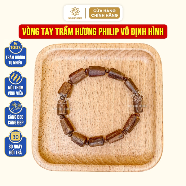 Vòng tay trầm hương Philip vô định hình phong thủy cao cấp Sơn Mộc Hương