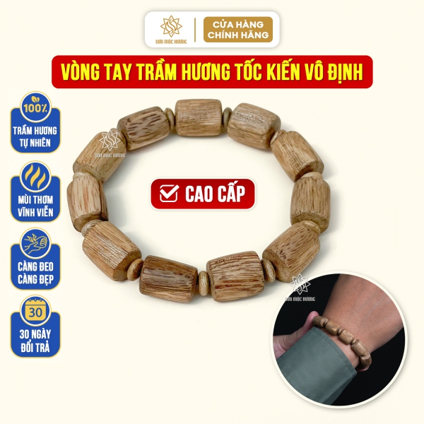 Vòng tay trầm hương trụ trúc tốc kiến vô định 8li Sơn Mộc Hương mang ý nghĩa phong thủy may mắn tài lộc
