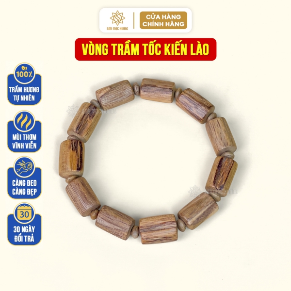 Vòng tay trầm hương trụ trúc vô định tốc kiến Lào tự nhiên cao cấp Sơn Mộc Hương mùi thơm sống ngọt vĩnh viễn đeo tay nam nữ